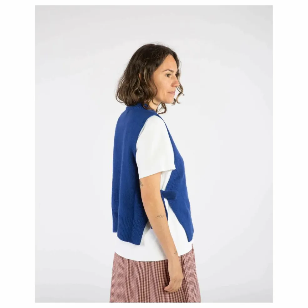 Pull Sans Manches Laine | Bleu