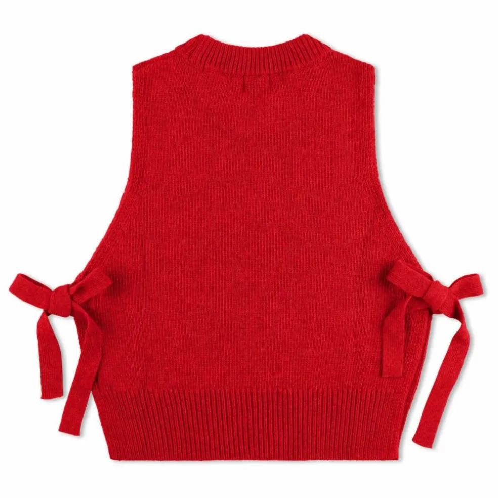 Pull Sans Manches Laine | Rouge