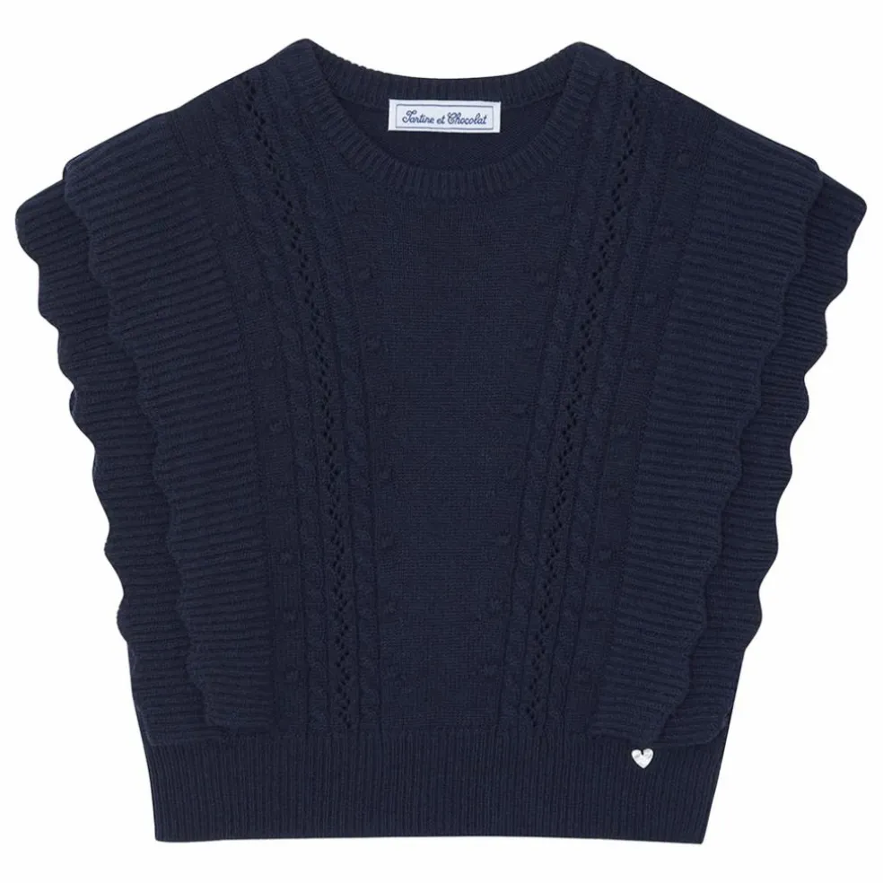 Pull Sans Manches Laine | Bleu marine