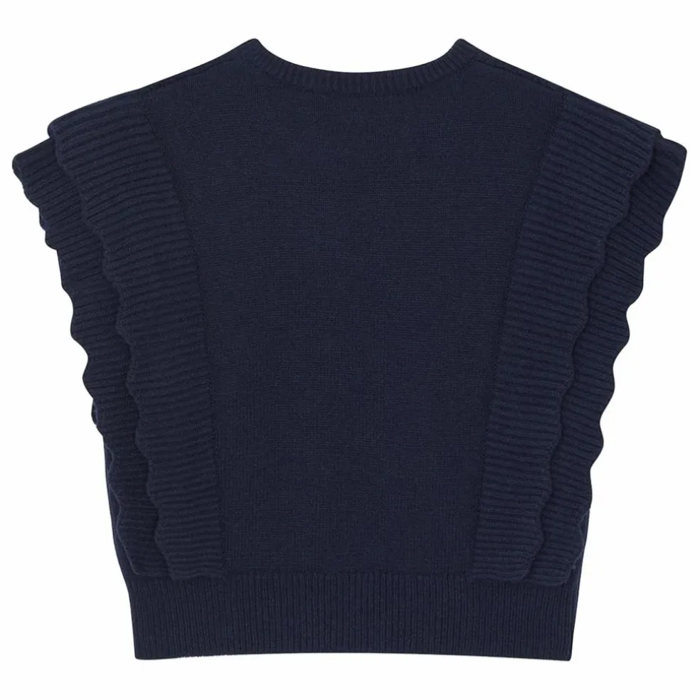 Pull Sans Manches Laine | Bleu marine