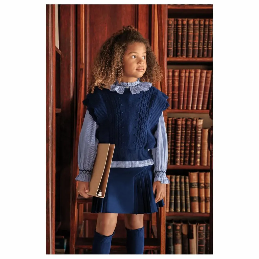 Pull Sans Manches Laine | Bleu marine