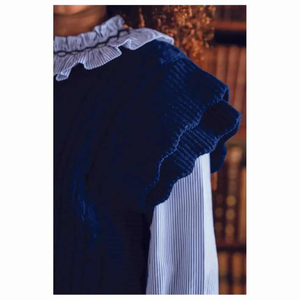 Pull Sans Manches Laine | Bleu marine