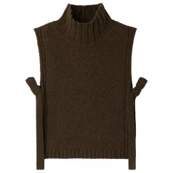 Pull Sans Manches Or Laine Vierge | Vert kaki chiné