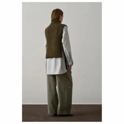 Pull Sans Manches Or Laine Vierge | Vert kaki chiné