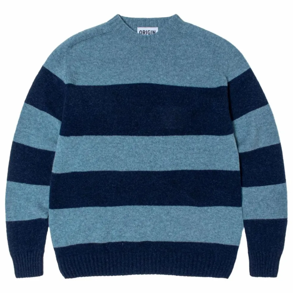 Pull Seamless Rayé Laine | Bleu