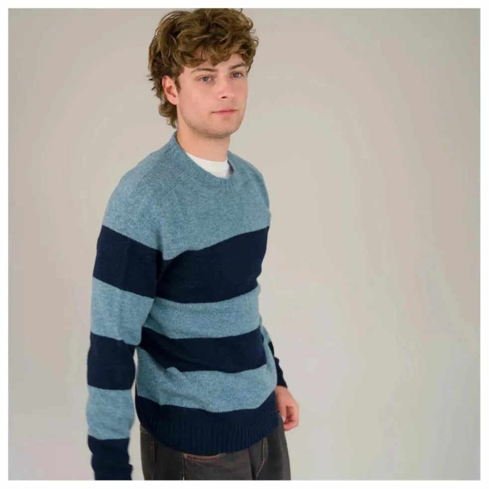 Pull Seamless Rayé Laine | Bleu