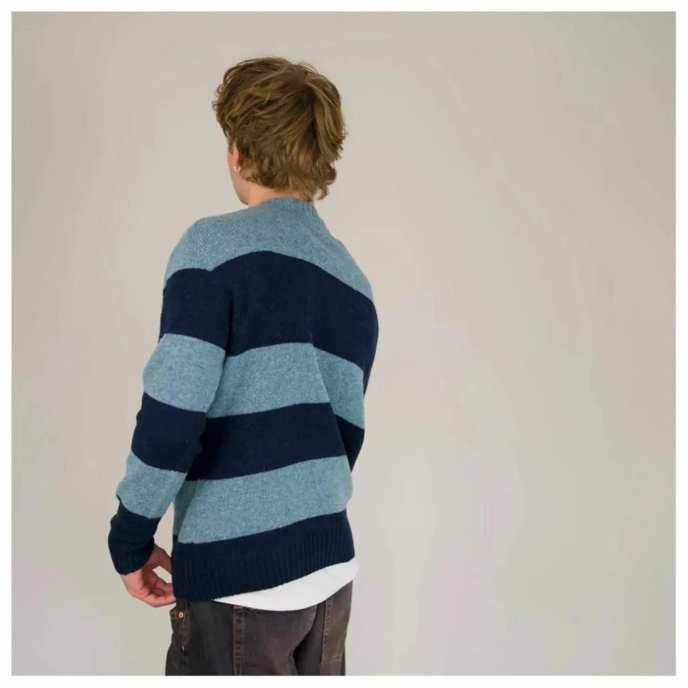 Pull Seamless Rayé Laine | Bleu