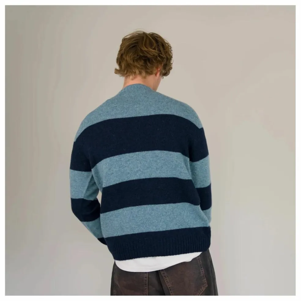 Pull Seamless Rayé Laine | Bleu