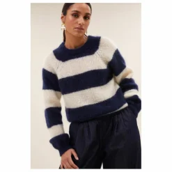 Pull Sian Rayé Mohair | Bleu marine