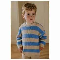 Pull Stripes Coton Bio | Bleu ciel