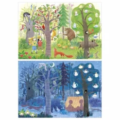 Puzzle recto-verso Jour et nuit dans la forêt