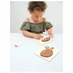 Puzzles en bois Hérisson et champignon - Set de 2