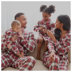 Pyjama 1 Pièce Tartan Flanelle Fibres Recyclées | Rouge