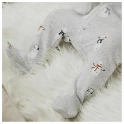Pyjama Avec Pieds Bonhommes de Neige Coton Bio | Gris