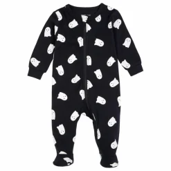 Pyjama Avec Pieds Fantômes Phosphorescents Coton Bio | Noir