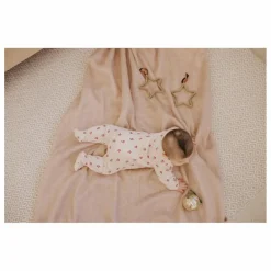 Pyjama Avec Pieds Fleuri Coton Bio | Rose pâle