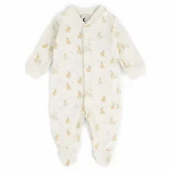 Pyjama avec pieds Lapins Coton Bio | Ecru