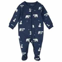 Pyjama Avec Pieds Ours Coton Bio | Bleu foncé