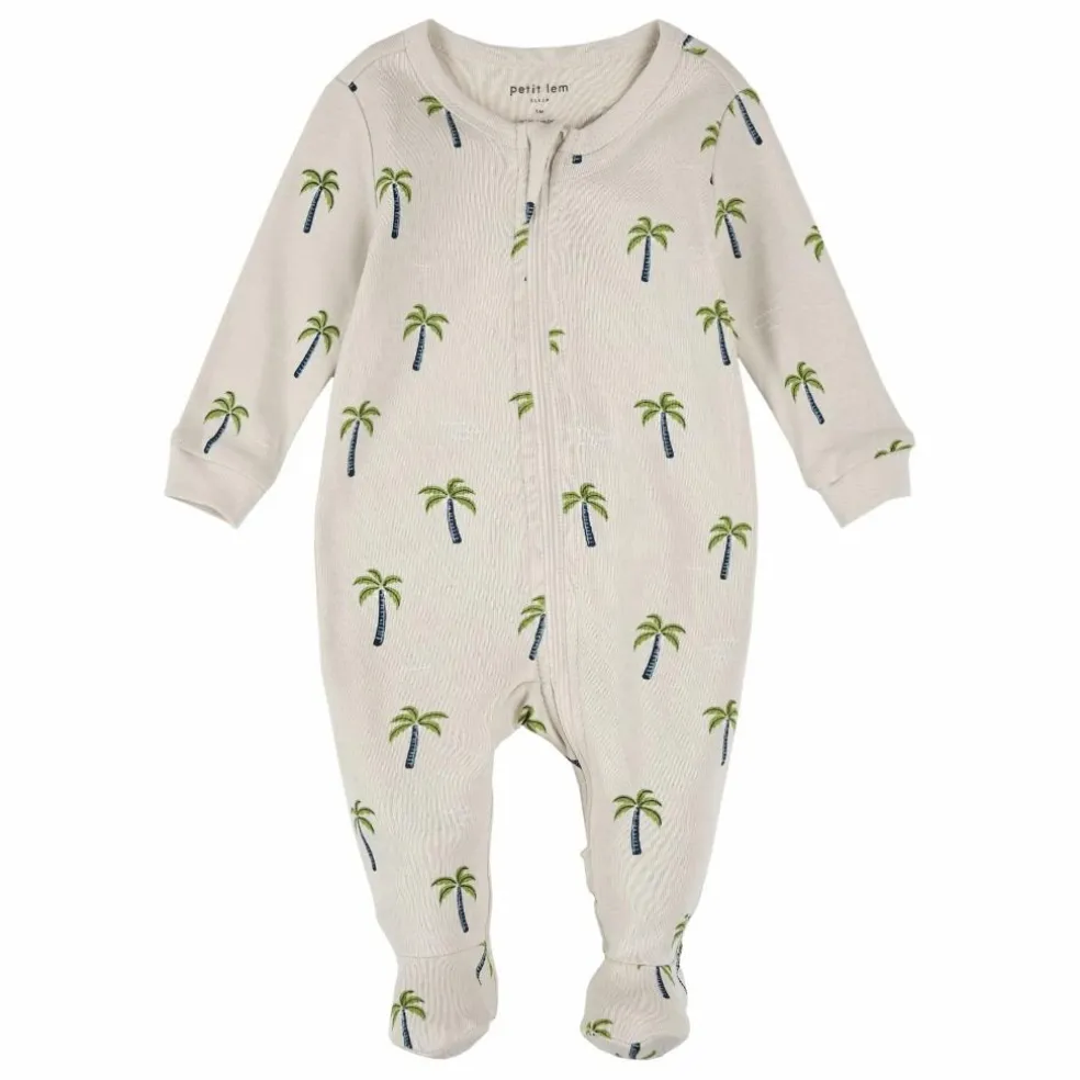Pyjama Avec Pieds Palmiers Coton Bio | Beige