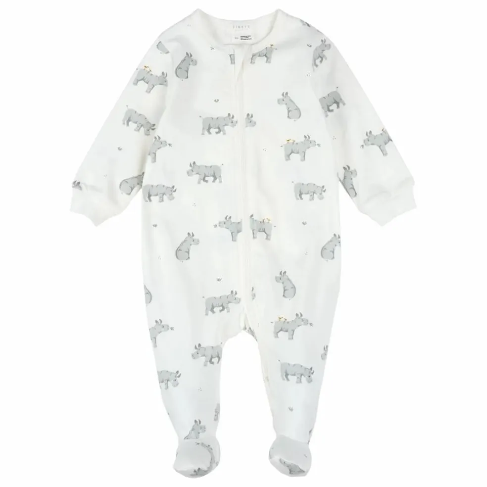 Pyjama Avec Pieds Rhinocéros Coton Bio | Ivoire