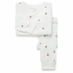 Pyjama Cerises Coton Bio | Blanc