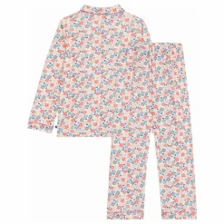 Pyjama Chemise et Pantalon Fleuris Coton Bio | Blanc