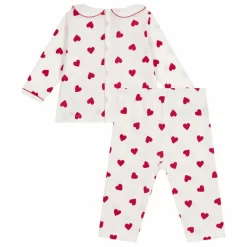 Pyjama Col Cœurs Coton Bio | Blanc