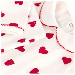 Pyjama Col Cœurs Coton Bio | Blanc
