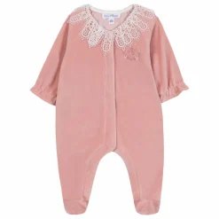 Pyjama Col Dentelle | Rose pêche