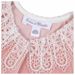 Pyjama Col Dentelle | Rose pêche