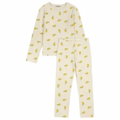 Pyjama Côtelé Eléphants Coton Bio | Beige