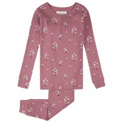 Pyjama Côtelé Fleuri Coton Bio | Vieux Rose