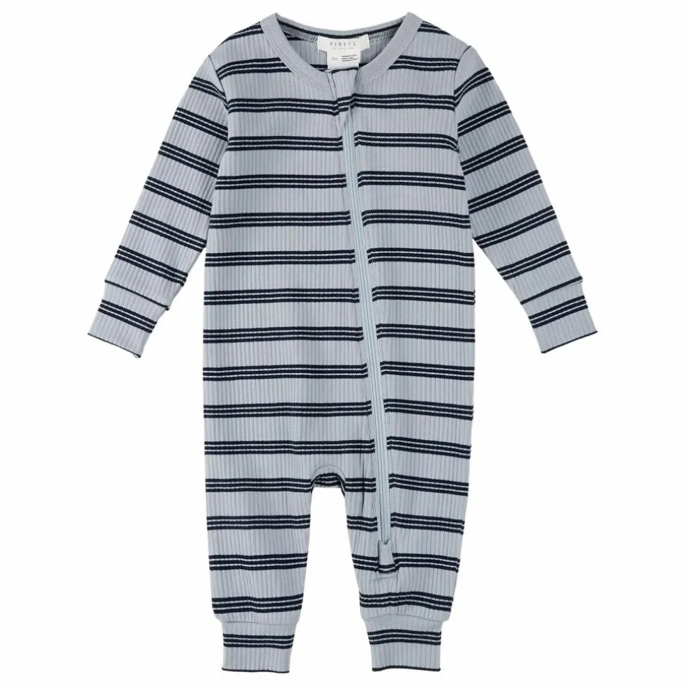 Pyjama Côtelé Rayé Coton Bio | Bleu