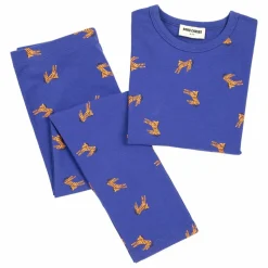 Pyjama Côtelé Zèbres Coton Bio | Bleu roi