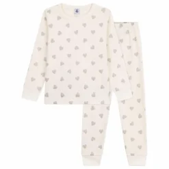 Pyjama Cœurs Pailletés Coton Bio | Ecru