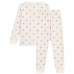 Pyjama Cœurs Pailletés Coton Bio | Ecru