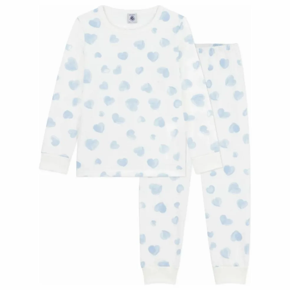 Pyjama Cœurs Peints Coton Bio | Blanc