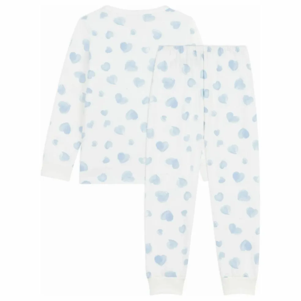 Pyjama Cœurs Peints Coton Bio | Blanc