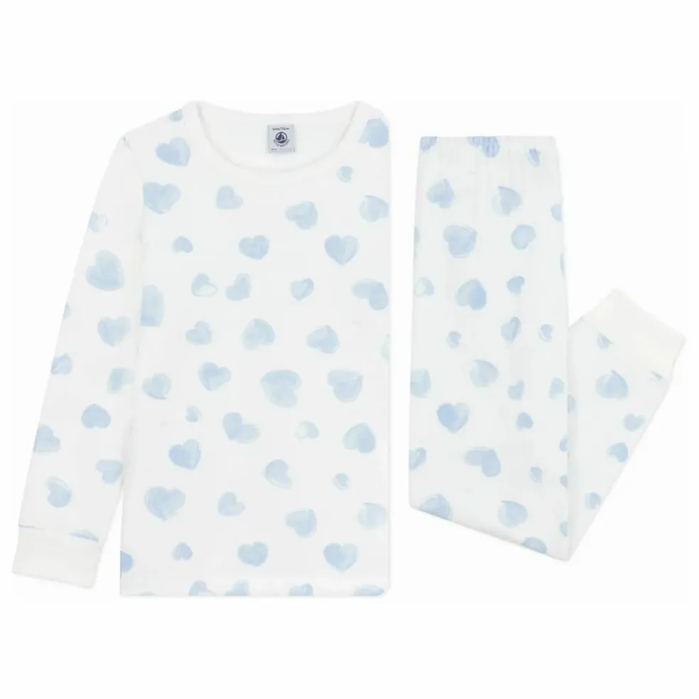 Pyjama Cœurs Peints Coton Bio | Blanc