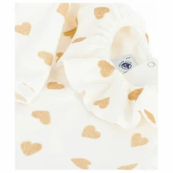 Pyjama Dors Bien Col Cœurs Pailletés Coton Bio | Ecru