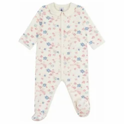 Pyjama Dors Bien Col Fleuri Coton Bio | Ecru