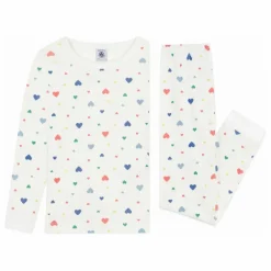 Pyjama Elastiqué Cœurs Coton Bio | Blanc