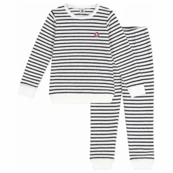 Pyjama Marinière Eponge Modal | Bleu marine
