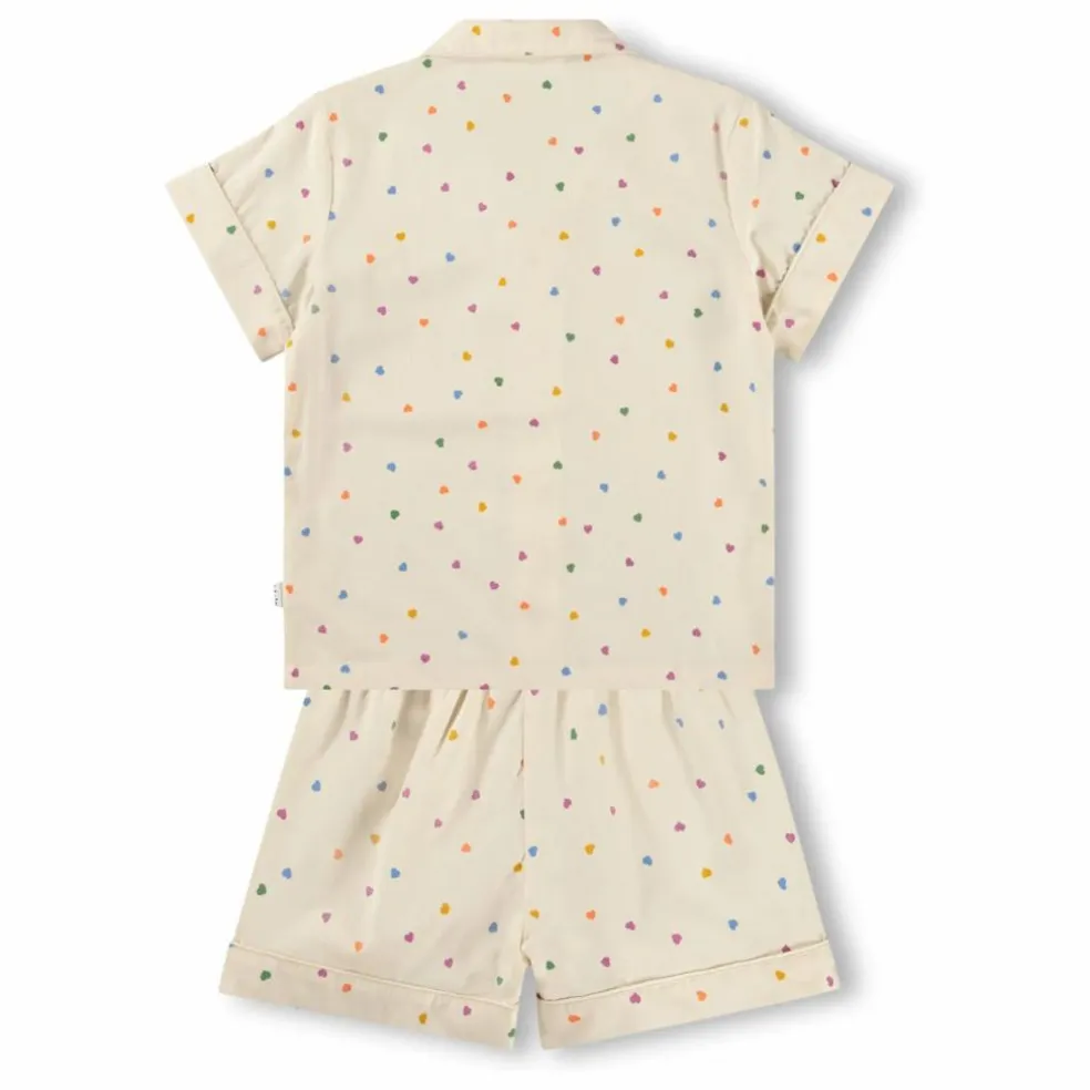 Pyjama Short Lexi Cœurs Coton Bio | Ecru