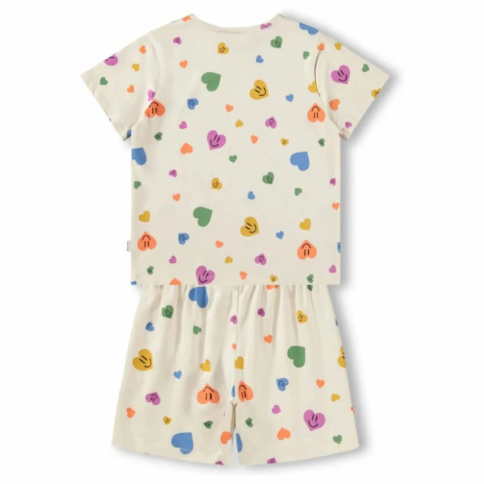 Pyjama Short Luvis Cœurs Coton Bio | Ecru