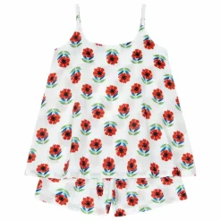 Pyjama Strappy Anémones | Rouge