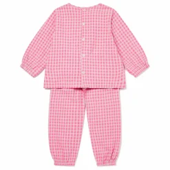 Pyjama Vichy Seersucker Coton Bio | Rose