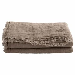 Rideau Vice Versa frangé en gaze de Lin lavé | Taupe