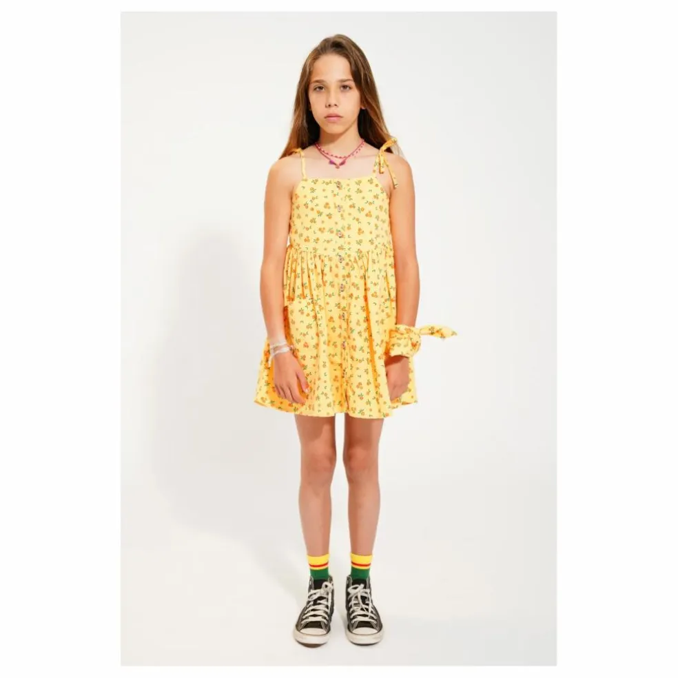 Robe Fleuri Coton Bio | Jaune