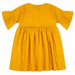 Robe à Volants Coton Bio | Jaune moutarde